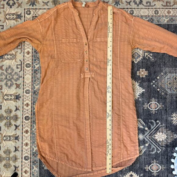 Anthropologie Pilcro Seersucker Tunic Button Down Top Orange Women’s Size XS - Picture 10 of 11